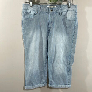 Levi’s Striped Cuffed Stretch Denim Jean Capris 8